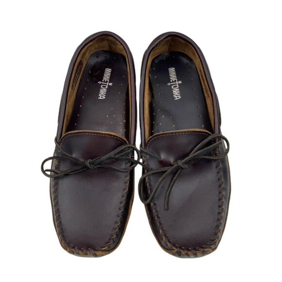 *Minnetonka Mens Shoes Size 10.5 Brown Leather Moccasin Driving Loafer Normcore - Picture 1 of 16